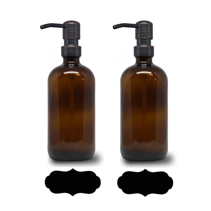 Sanwacraft - Wholesale Soap Dispenser - 2 Pack -Glass 16oz Liquid Soap Dispenser & Metal Liquid Pump2