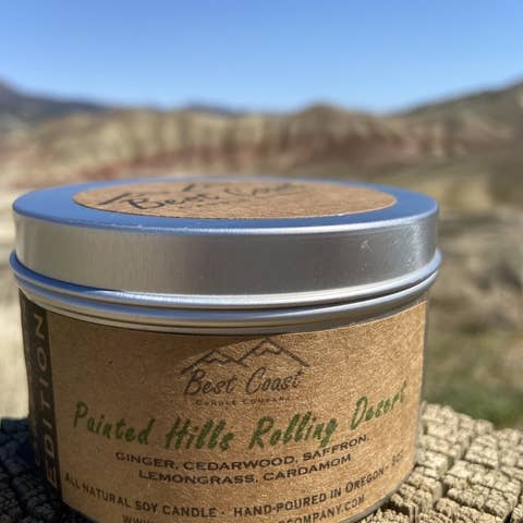 Painted Hills Rolling Desert- Ginger, Cedarwood, Saffron for wholesale by Best Coast Candle Company