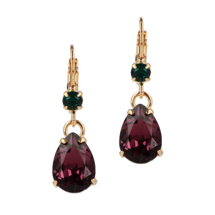 Royal Purple Earhangers - Gold, Handmade for wholesale by OTAZU