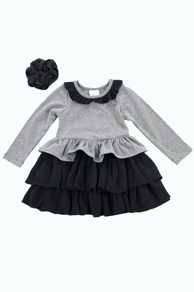 SISSYMINI - Vendita all'ingrosso Vestito - Bambini - Abito a maniche lunghe con volant a peplo per bambine e bambine | LV367