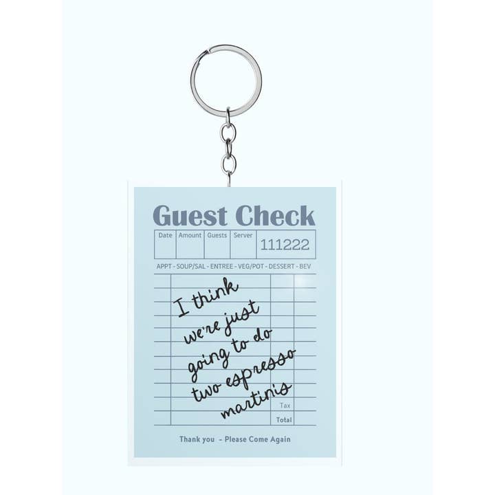 1st Allie - Vente Porte-clés – femme - Porte-clés tendance Espresso Martini « Guest Check »2