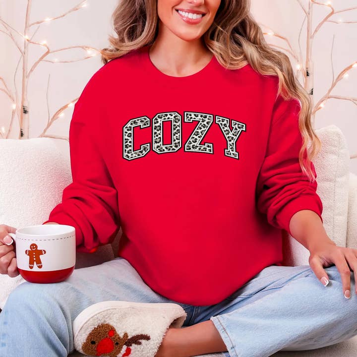 Cozy Leopard Print Sweatshirt for wholesale by Ink Attic Wholesale