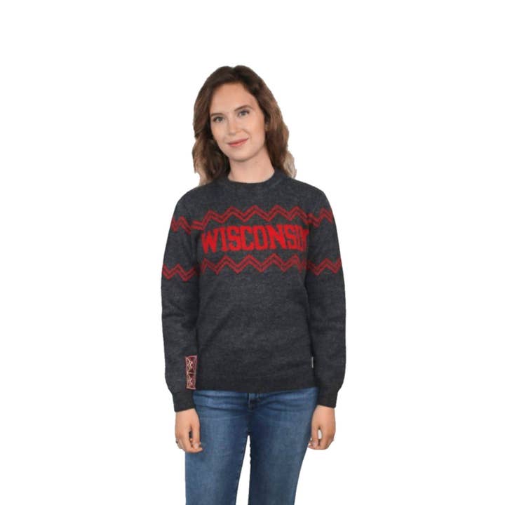 Campo Alpaca - Wholesale Knit Sweater - Unisex - Wisconsin Crew Neck Alpaca Sweater - Dark Gray