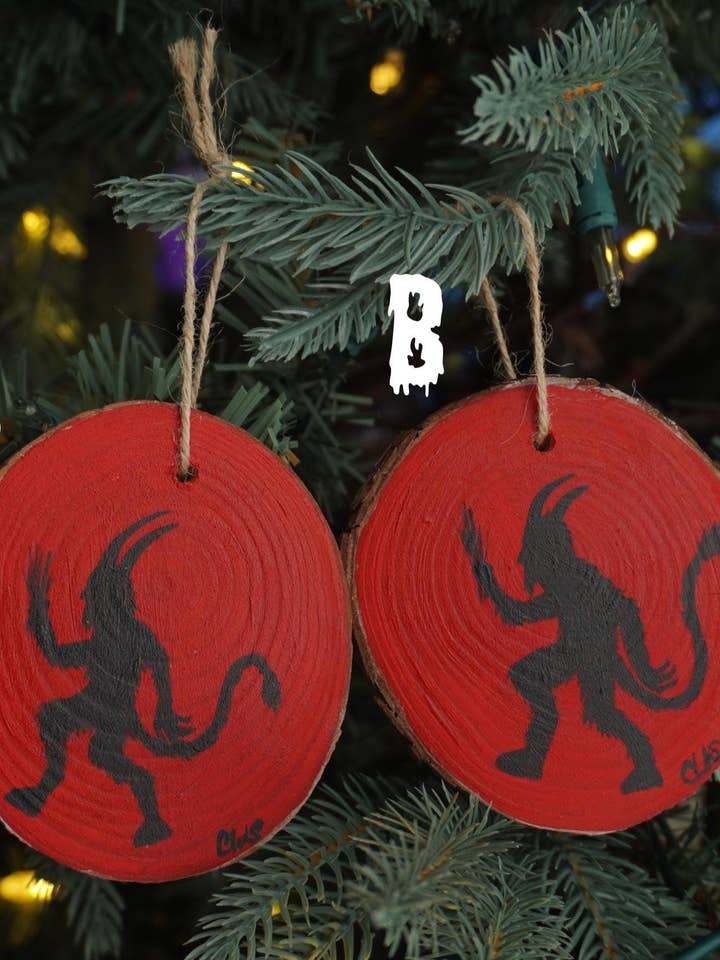 Krampus Hand Painted Mini Wood Christmas Ornament for wholesale by CDW Artistry