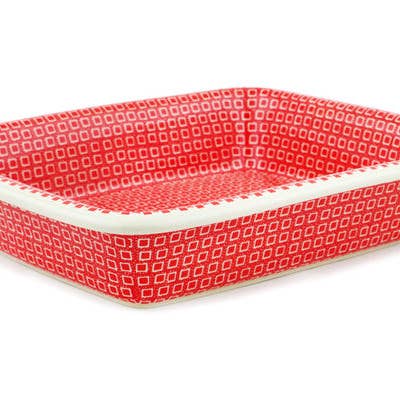 Rectangular Baker 14" Orange Shine Theme for wholesale by Polmedia Polish Pottery