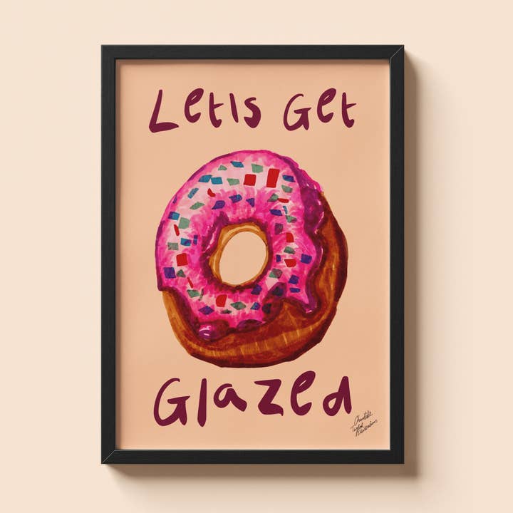 Let's Get Glazed Donut Art Print wall decor playful for wholesale by Chantelle Taylor Illustrations