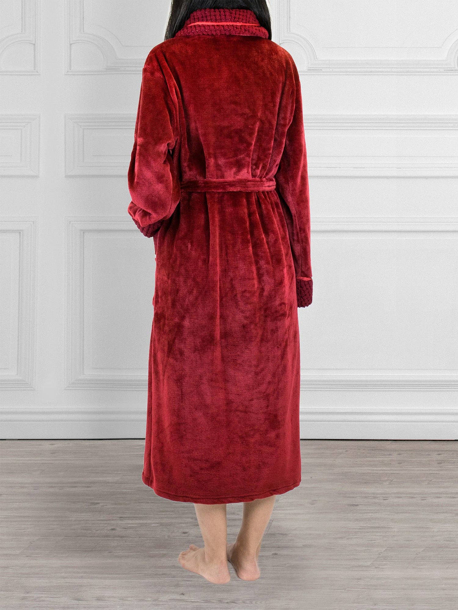 Pavilia - Wholesale Badjas - Dames - Damesbadjas van fleece met satijnen en wafelkanten35