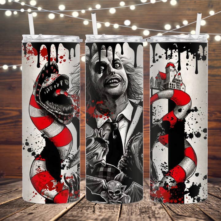Beetlejuice Snake Sublimation Tumbler for wholesale by K. I. Designs