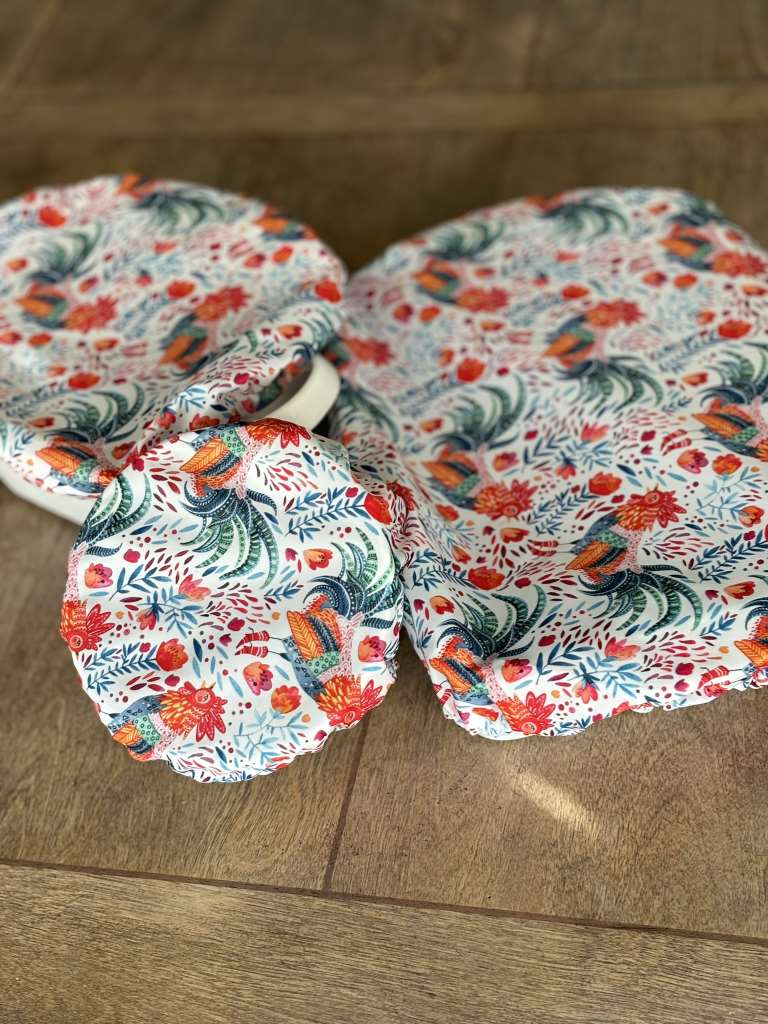 Kit Carson Accessories - Wholesale Food Storage Wrap/Bag - Dish covers - Rooster pattern- 7 to15" & 9X13 Casserole pans6
