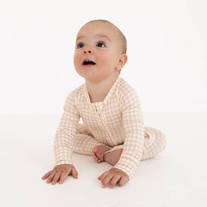 Sandstone Gingham Bamboo Sleeper for wholesale by Motette