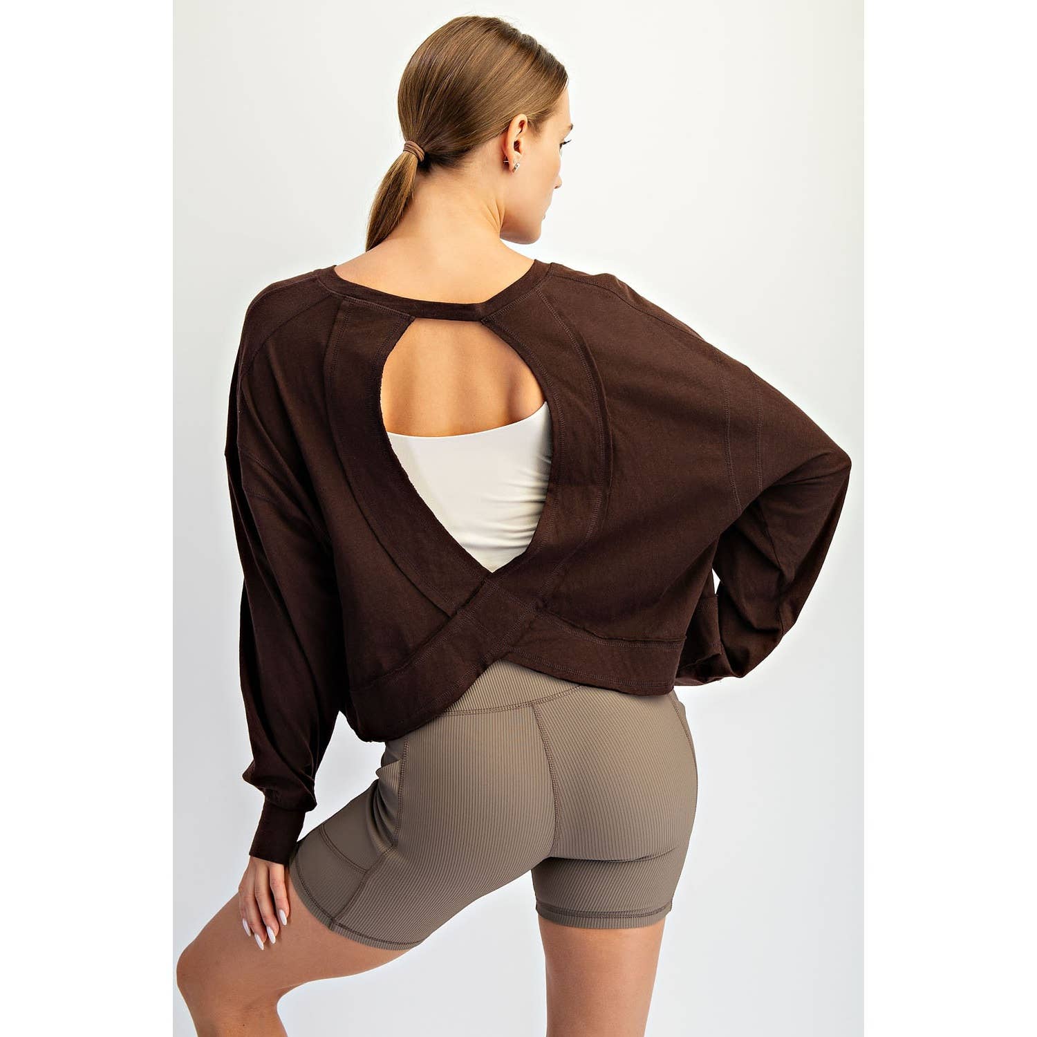 Rae Mode - Wholesale Lounge Top - Women's - COTTON SLUB OPEN BACK LONG SLEEVE TOP15