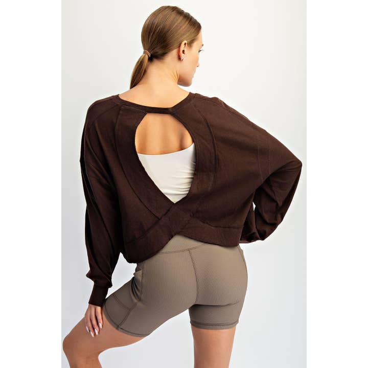 Rae Mode - Wholesale Lounge Top - Women's - COTTON SLUB OPEN BACK LONG SLEEVE TOP15