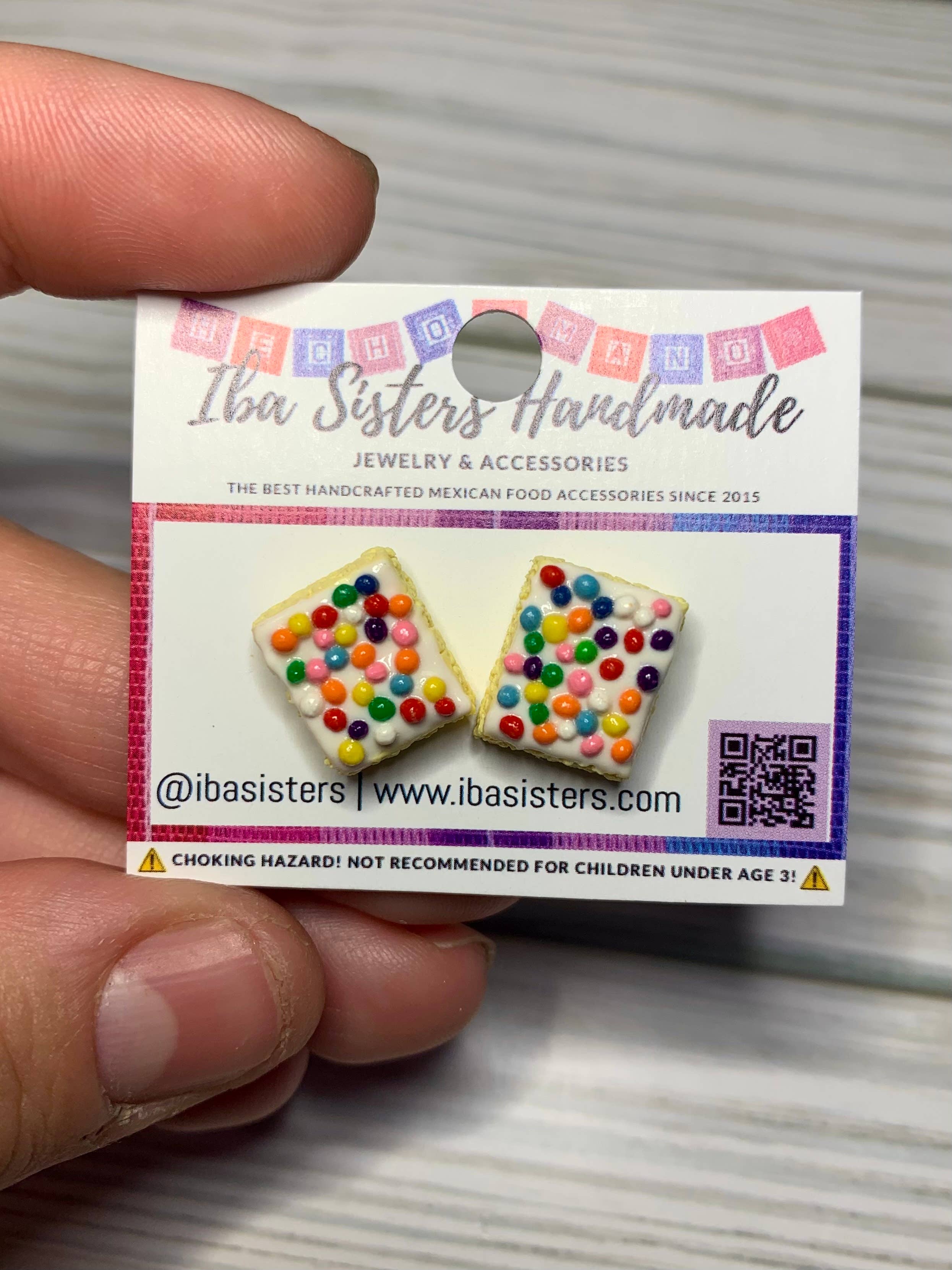 Iba Sisters – wholesale Solitärörhängen – Pan Dulce- Cortadillo/ Sprinkle Cake Stud örhängen2