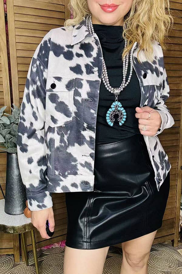 luluclothes - Wholesale Jacket - Women's - Cow printed suede long sleeve women jacket XCH164031