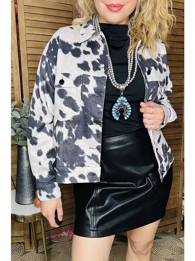 luluclothes - Wholesale Jacket - Women's - Cow printed suede long sleeve women jacket XCH164031