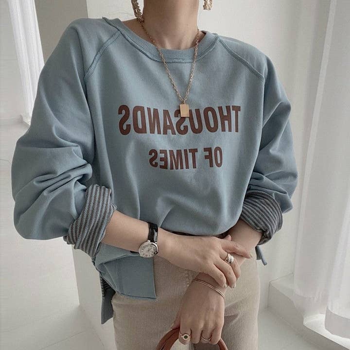 Sweat à capuche décontracté à coupe ample avec imprimé alphabétique pour la vente par UZ Wholesale Store