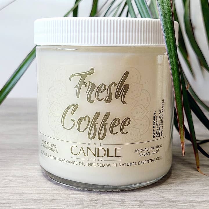 Fresh Coffee Scented Candle,100% All Natural Vegan Soy Wax Candles, Scented with Fragrance Oils Infused with Natural Essential Oils for wholesale by One Candle Story
