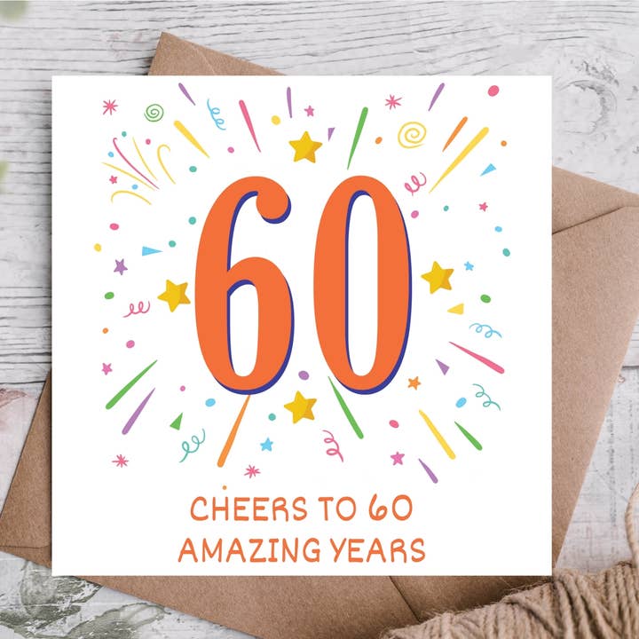 Highgrove Cards - Wholesale Birthday Card - Cheers to 60th Amazing Years Birthday Card