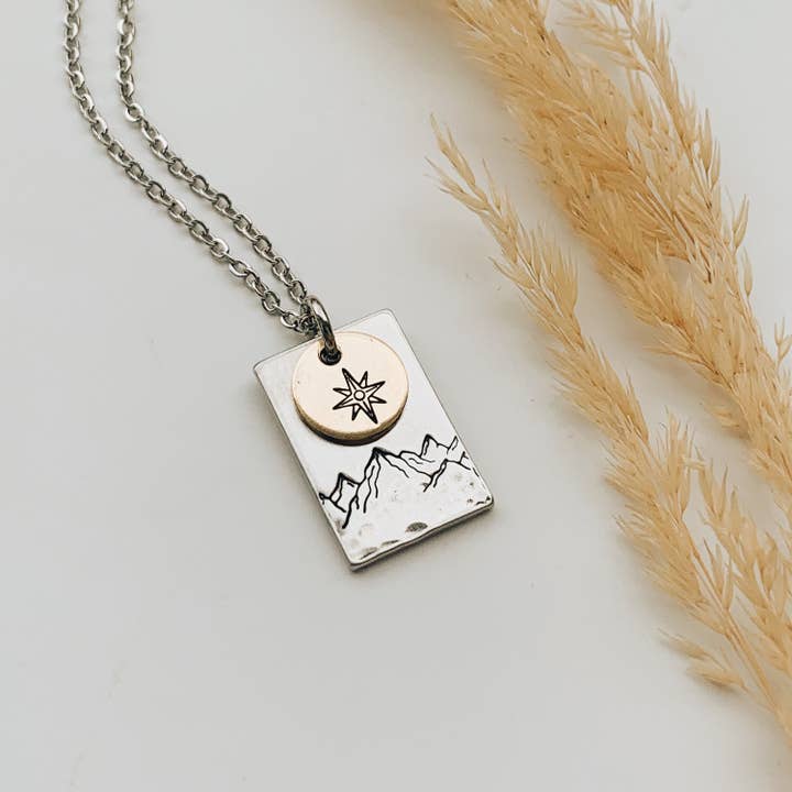 JOY IN THE MORNING - Wholesale Pendant/Charm Necklace - True North Necklace, North Star and Mountains1