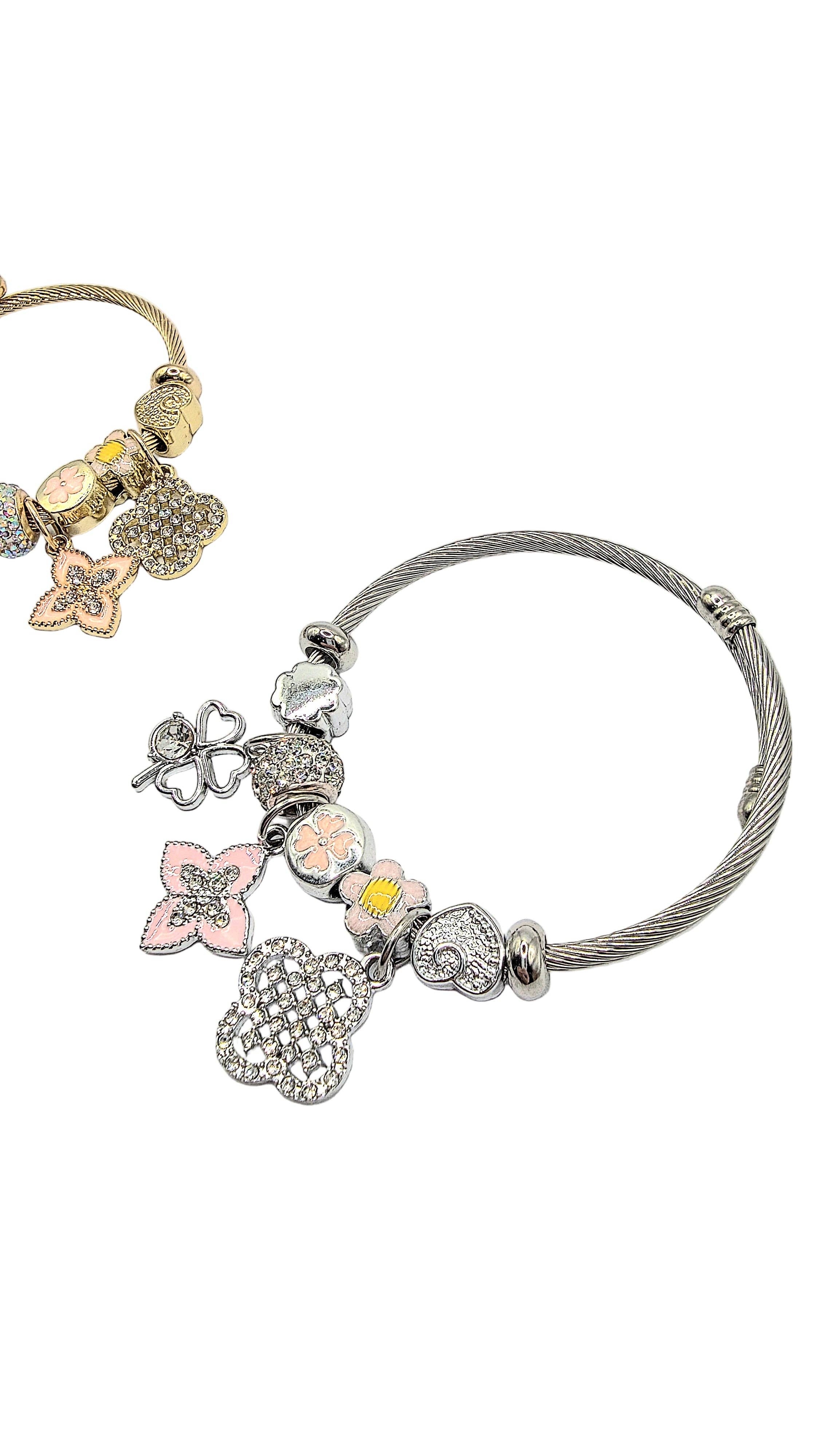 Arya Jewellery Wholesale - Wholesale Charm/Dangle Bracelet - Clover Crystal Charm Beaded Bracelet1