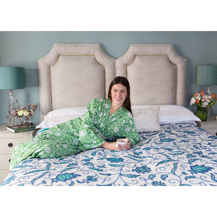 ZINAT GREEN lange kamerjas met blokprint voor wholesale door FARO