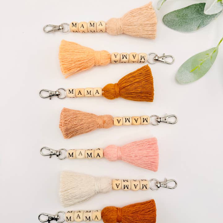 MarissaDDesigns - Wholesale Keychain - Women's - Macrame Mama Tassel Keychain | Handmade Boho Keychain | Mama12