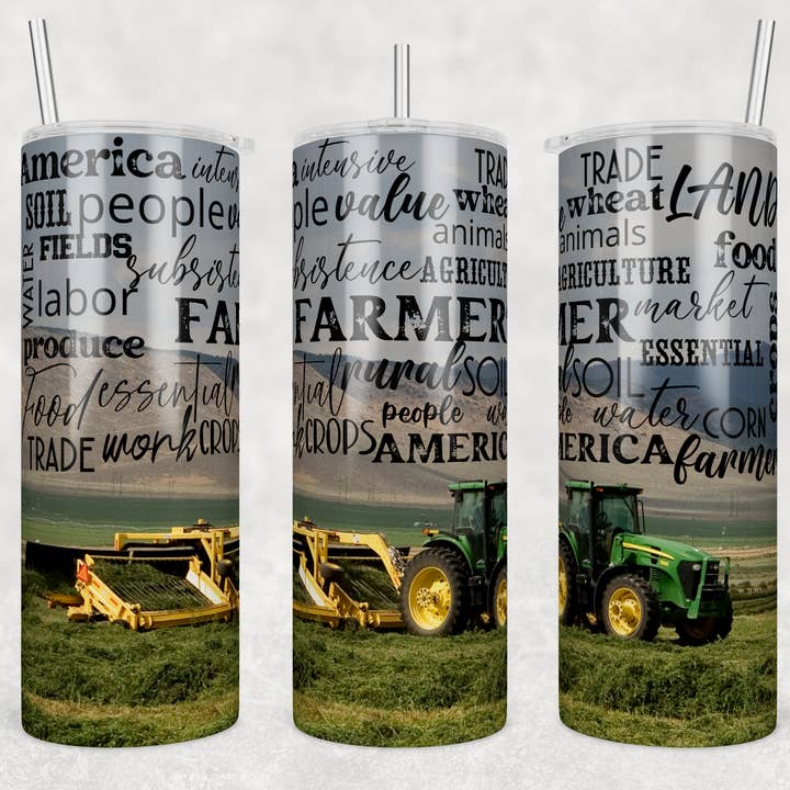 Farmer Green Tractor 20 oz Sublimation Tumbler for engroshandel hos Twisted T Creations
