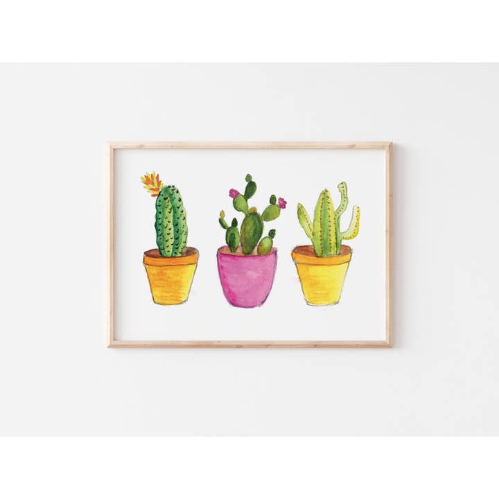Cheerful Cactus Wall Art for wholesale by Brown Budapest