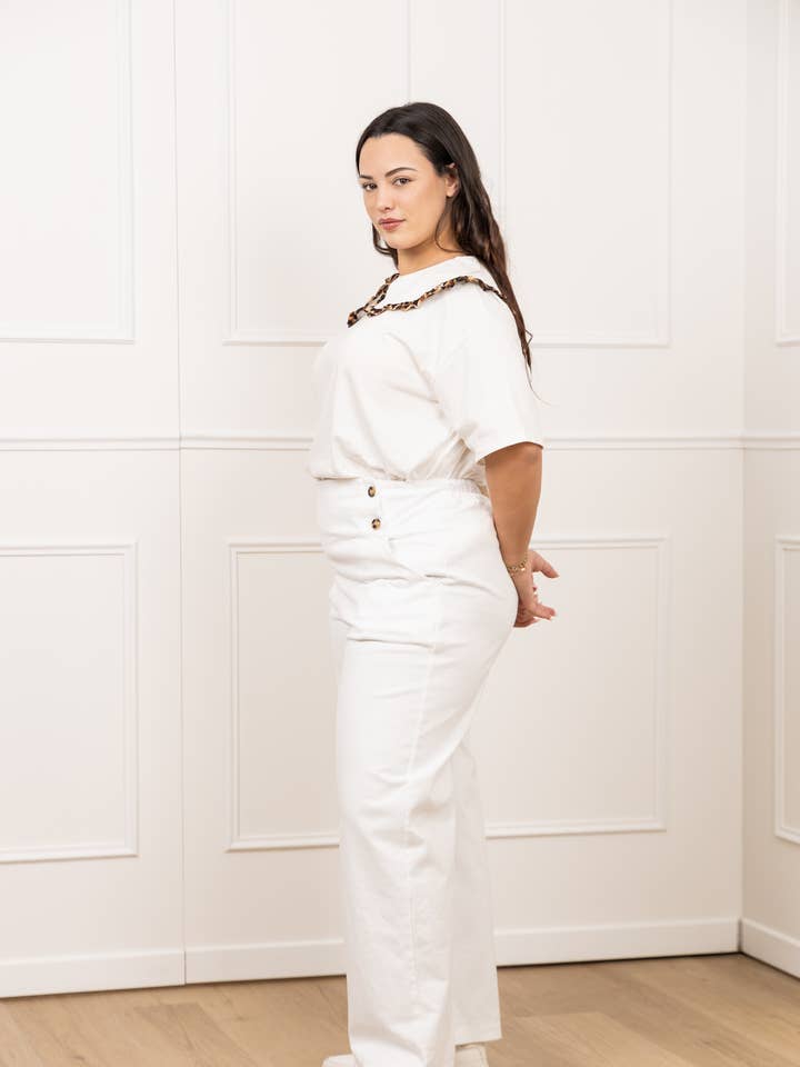 Pépouz' Paris - Wholesale Pants - Women's - PLUS SIZE Pants 97% cotton with buttons PPN2509GT