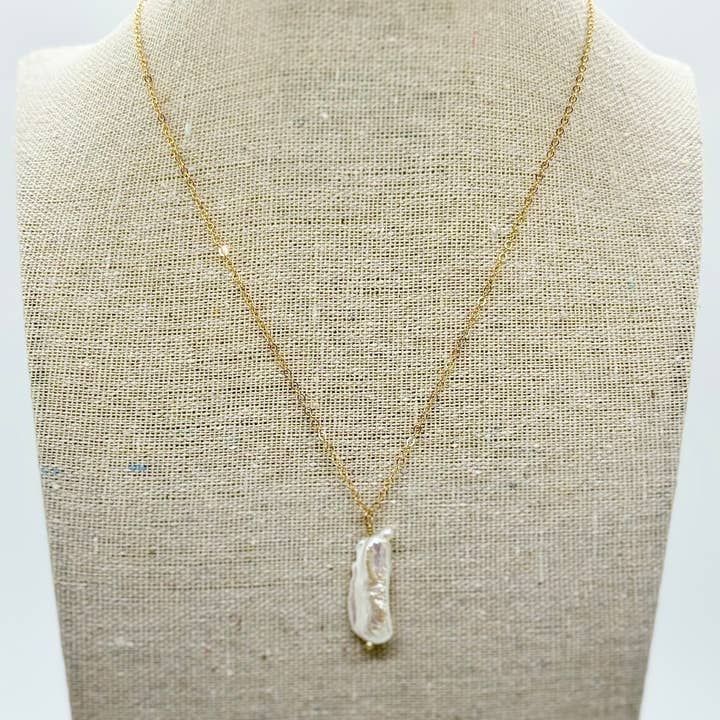Alison Brooke Designs – wholesale Pendant/charm necklace – Ellie Vertical Biwa Pearl Necklace - Gold Fill or Sterling