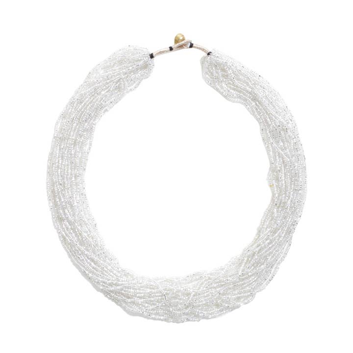 Czech beaded necklace silver 22" long 24 strands for wholesale by Erik & Mike