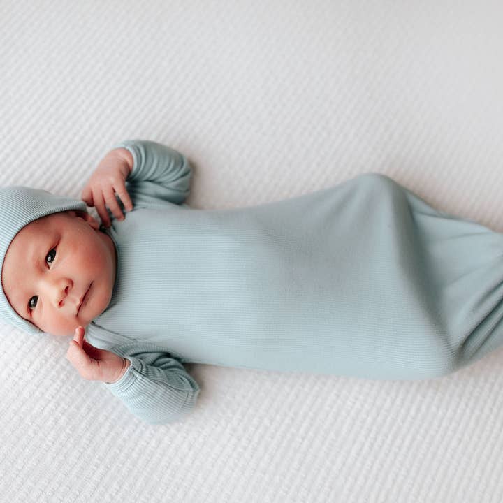 Three Little Tots - Wholesale Babygown - Baby - Blue Bird Knotted Gown3