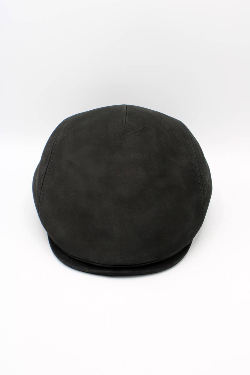 Hologramme Paris – wholesale News boy/school boy hat – Men's – 18258 Leather Cap - Black2