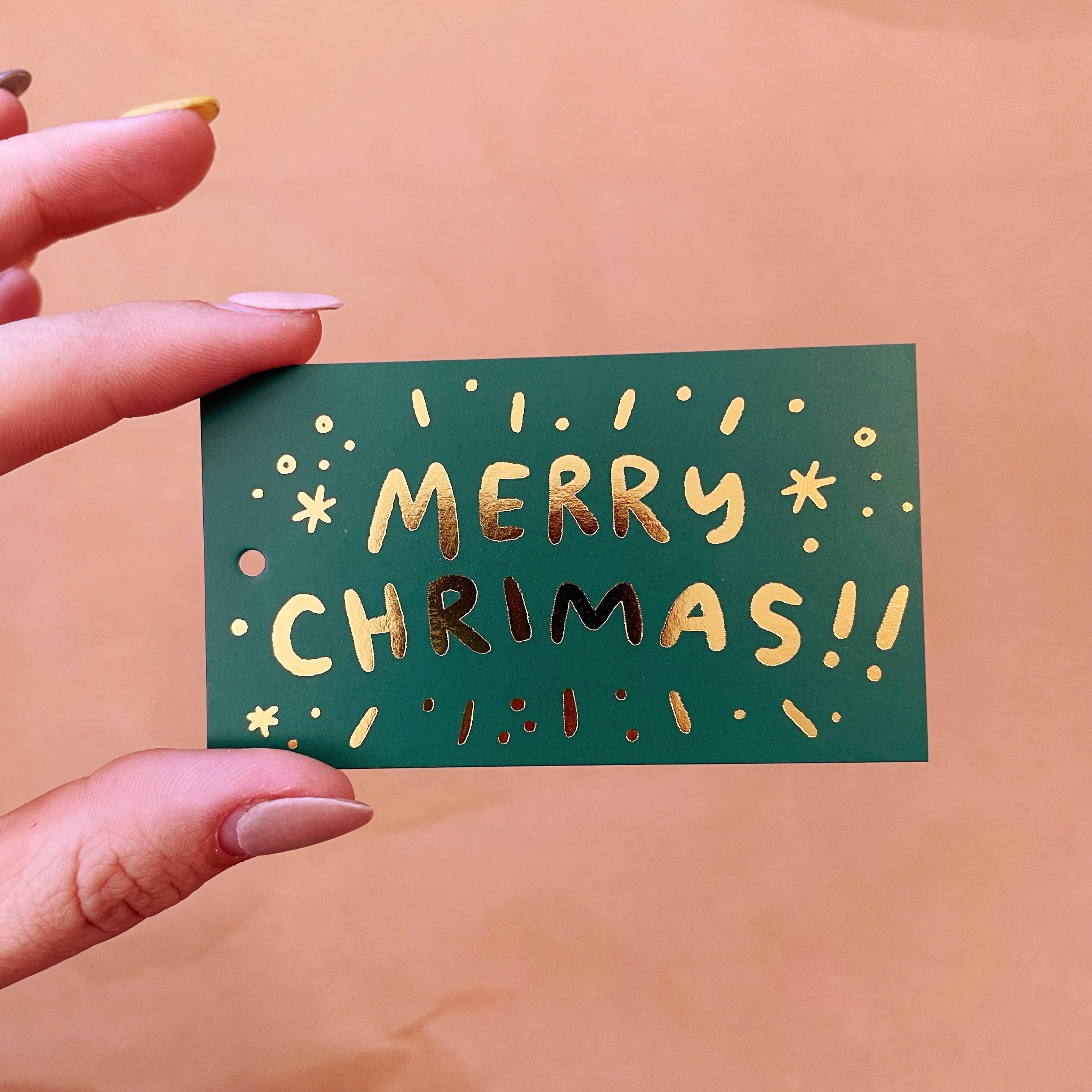 Abbie Ren Illustration - Wholesale Cadeaulabel - Merry Christmas *Let op verkeerd gespeld* Groene cadeaulabels4