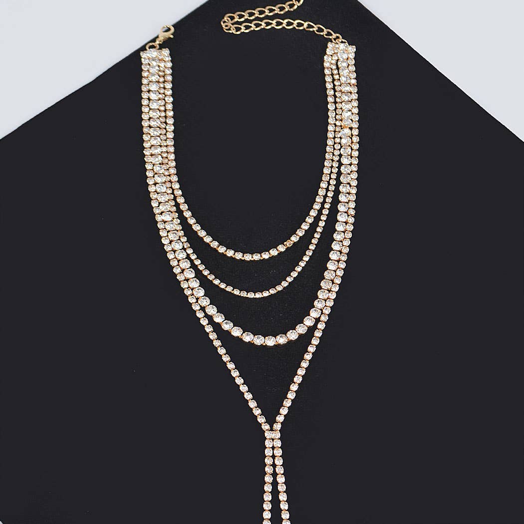 3AM BY H&D ACCESSORIES - Wholesale Y-Neck/Lariat Necklace - Multi-Layered Rhinestone Long Necklace0