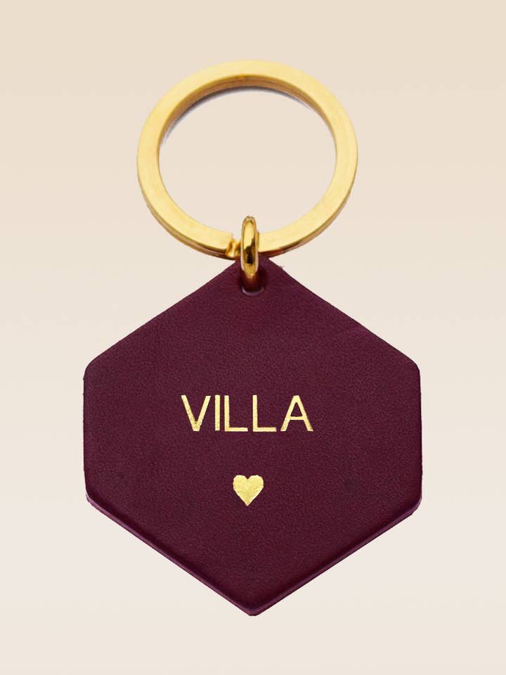 Llavero de piel ciruela personalizado VILLA para venta al por mayor de FAUVETTE PARIS