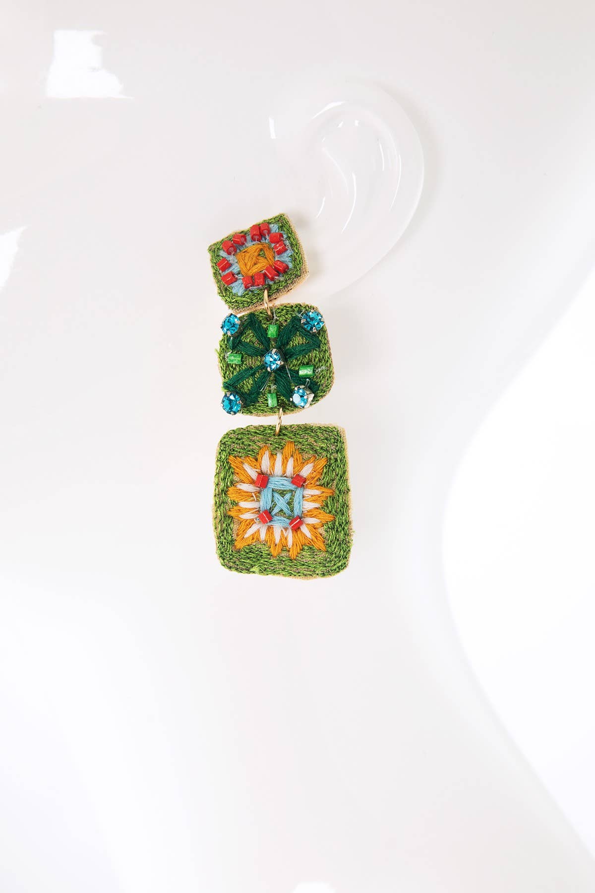 Urbanista - Wholesale Dangle Earrings - Hand Sewed Indian Flower Dangle Earrings 1