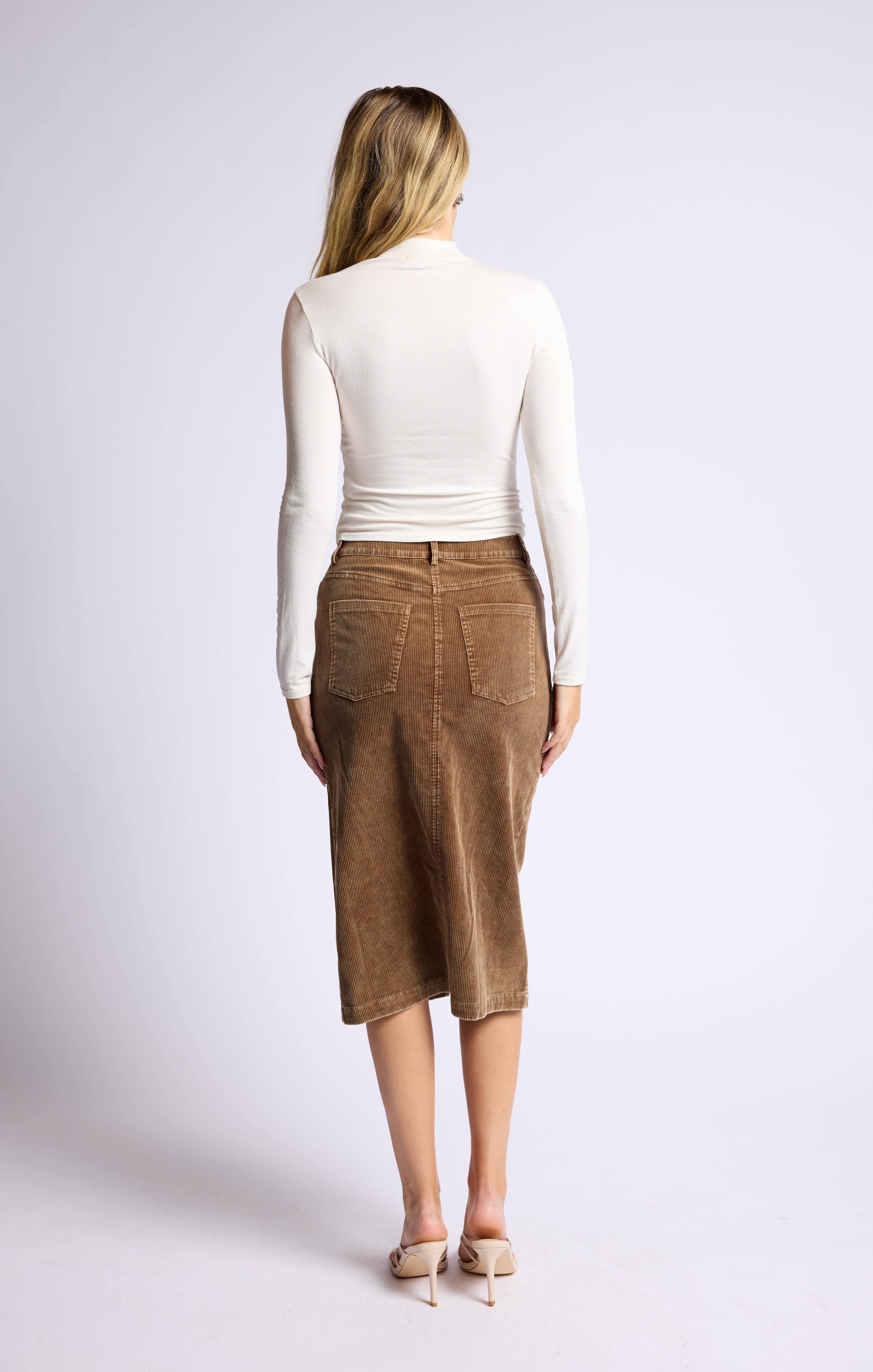Sage The Label - Wholesale Skirt - Women's - Kahlo Washed Cord Midi Skirt: BROWN21