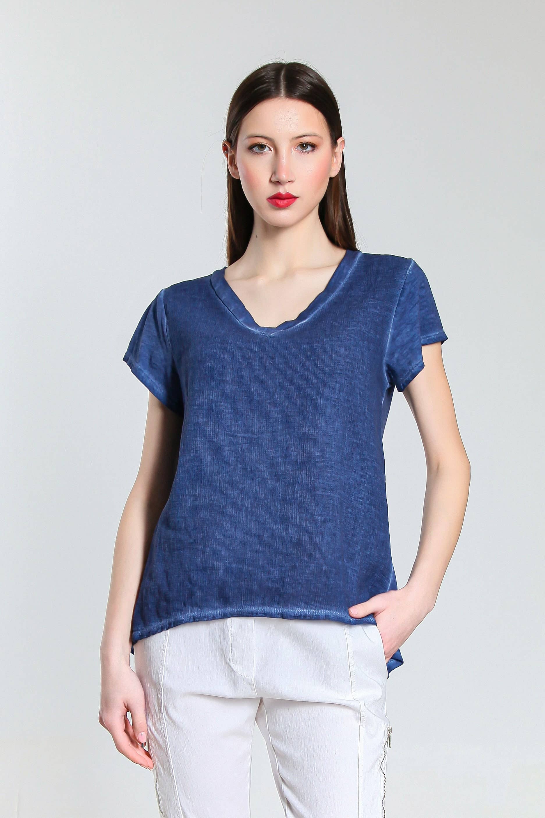 TINA Stephens Italy/Tees By Tina - Wholesale Blouse - Women's - Nola Cotton/Linen V-Neck Top (BSS207)15