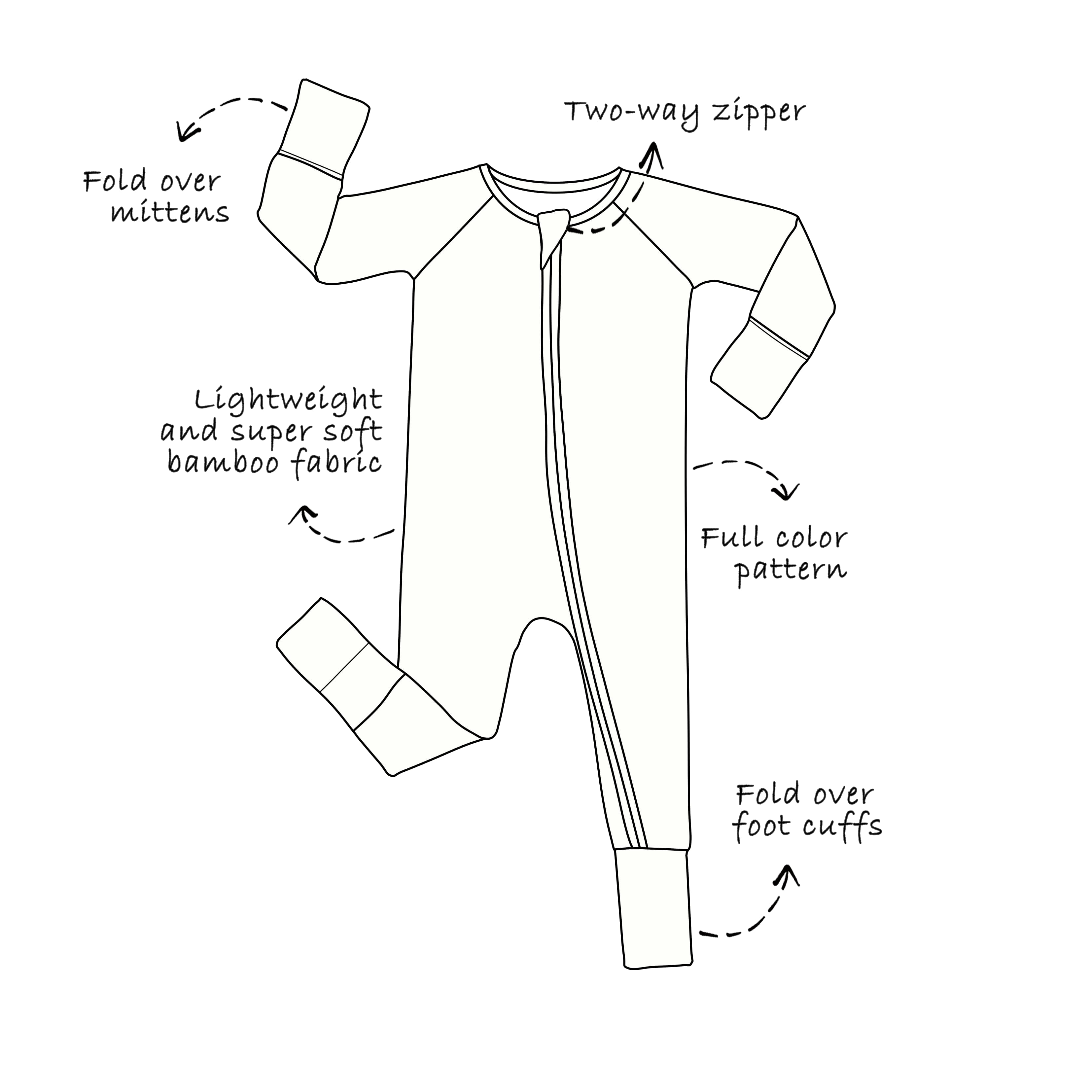 Blue Sea Clothing - Wholesale Slaappak - Baby - Custom bamboe baby pyjama met rits in 3 prints pakket 35x3=1051