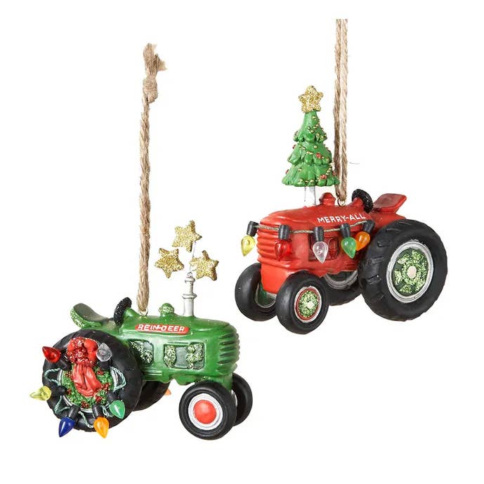 3.25"RESIN TRACTOR ORNAMENT 2/ASSTD for wholesale by Kurt S. Adler, Inc.