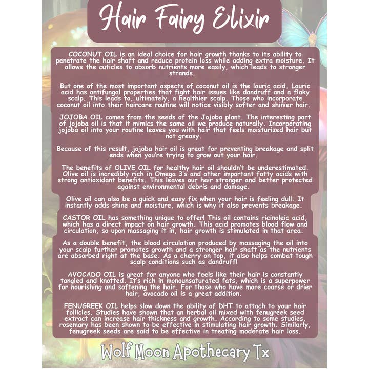 Wolf Moon Apothecary Tx - Wholesale Hair Oil - Hair Fairy Elixir | Natural | Organic | All Hair Types 7