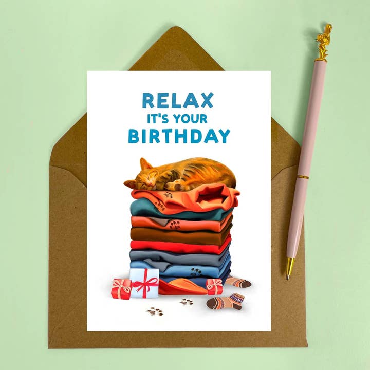 Relax, het is je Ginger Cat-verjaardagskaart voor wholesale door Hot Dog Greetings