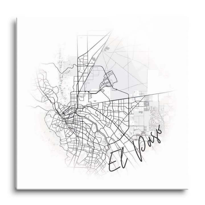 Minimalistic B&W Texas El Paso Circl|12x12 Glass Plaque for wholesale by Love Local