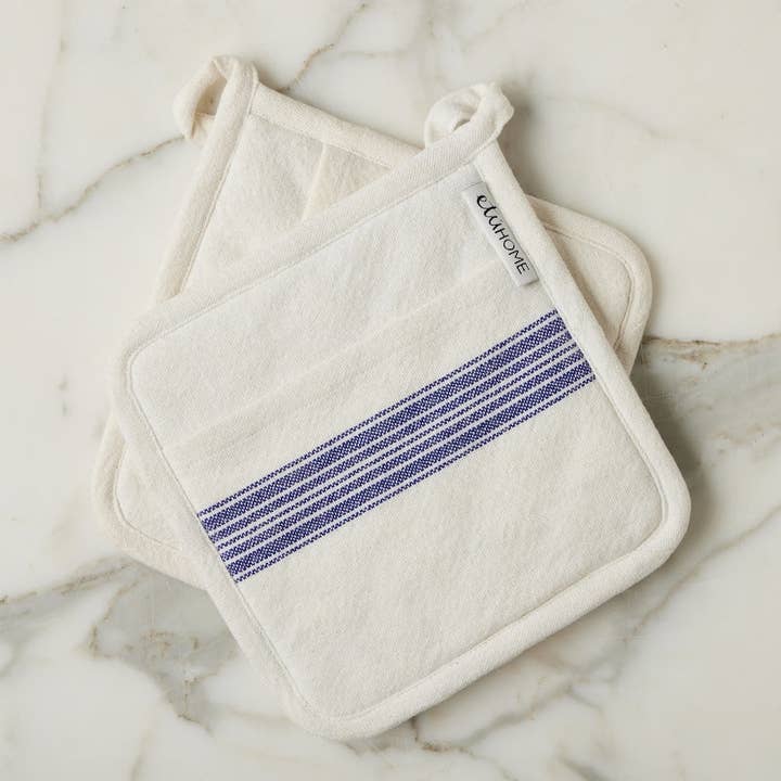 Grytlapp, Vintage Marinblå Rand, Set om 2 för wholesale av etúHOME