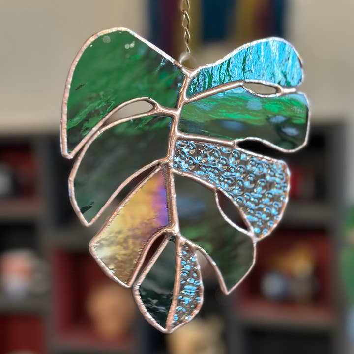 Inspiration By CDA - Venta al por mayor Atrapasoles - Atrapasol de Vidrio Teñido con Hojas de Monstera, Diseños Surtidos6