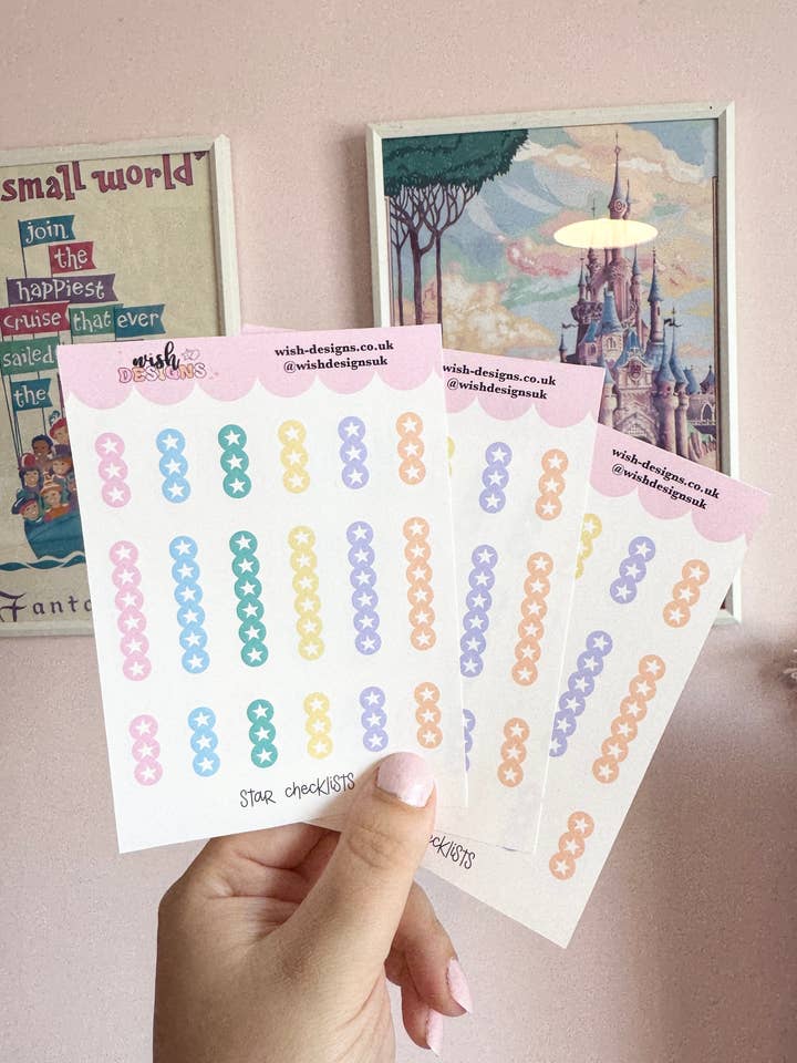 Star Checklists Vinyl Sticker Sheet for wholesale by Wish Designs
