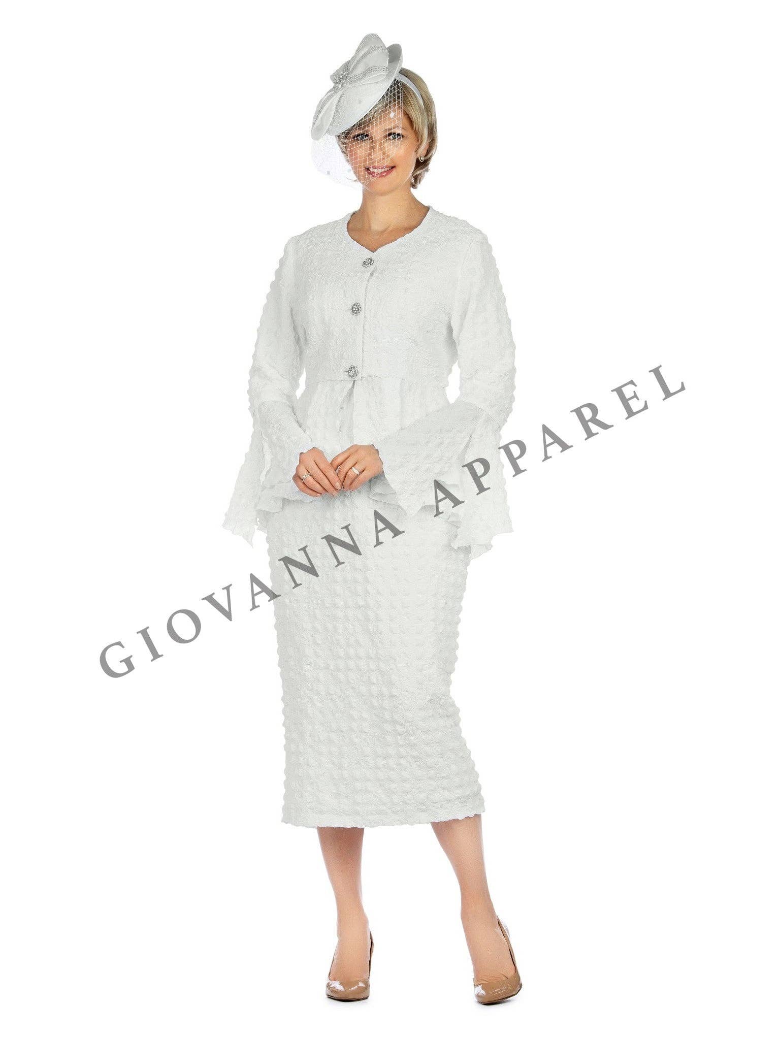 Giovanna - Wholesale Top & Skirt Set - Women's - 2pc Popcorn Peplum Jkt & Column Skirt Set - Plus Size4