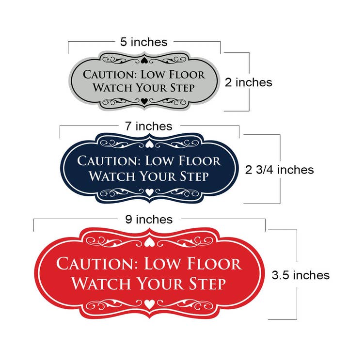 Designer Caution: Low Floor Watch Your Step Wall or Door Sign for wholesale by All Quality
