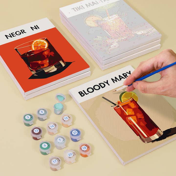 Paint Your Numbers – wholesale DIY craft kit – Liquid Icons 6 Pack Mini Paint by Numbers Kit3